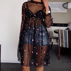 See through black floral dress/shirt